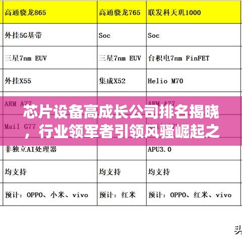 芯片设备高成长公司排名揭晓，行业领军者引领风骚崛起之路揭秘