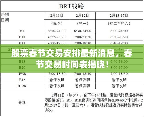 股票春节交易安排最新消息，春节交易时间表揭晓！